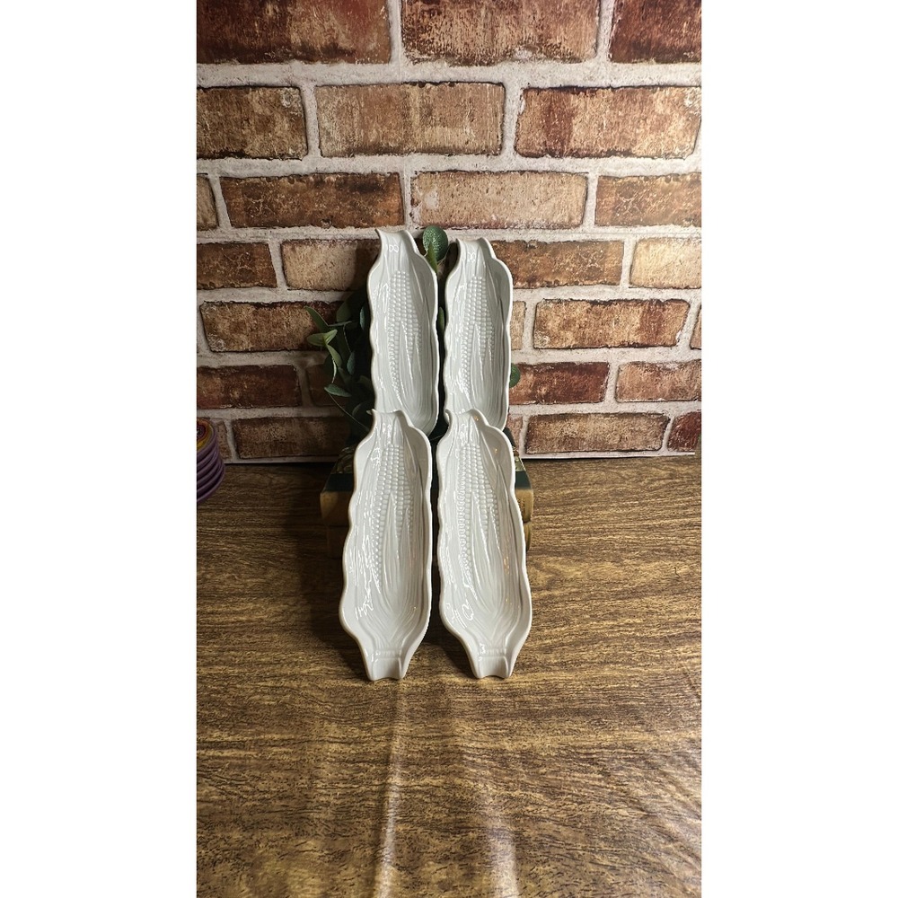 Set of 4 Vintage Pillivuyt France Porcelain Corn on the Cob Dishes